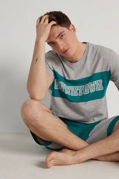 Men’s "Downtown" Print Short Cotton Pyjamas
