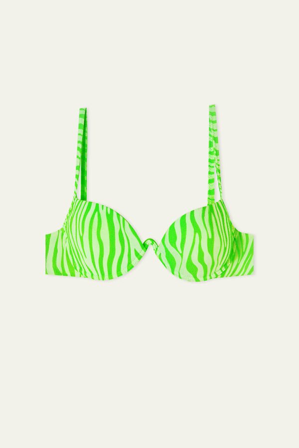 Green Zebra Padded Push-Up Bikini Top  