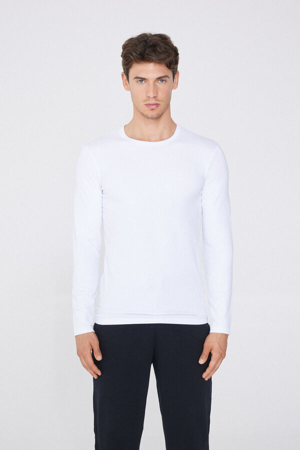 Long-Sleeve Round-Neck Thermal Cotton Top  
