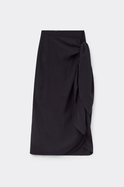 Brushed Viscose Canvas Long Sarong Skirt