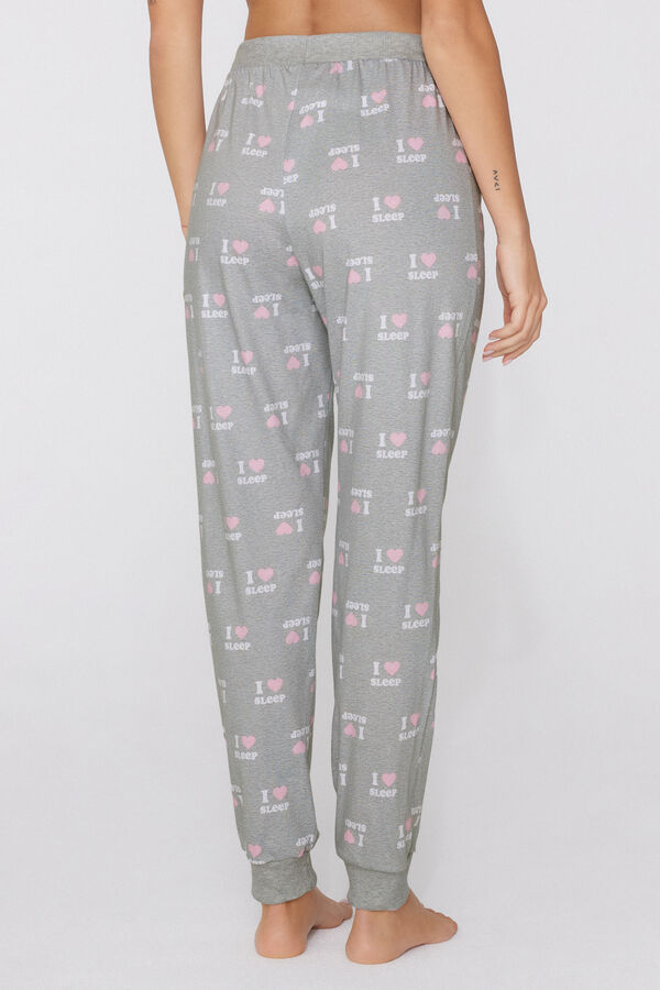 Long Printed Cotton Drawstring Trousers  