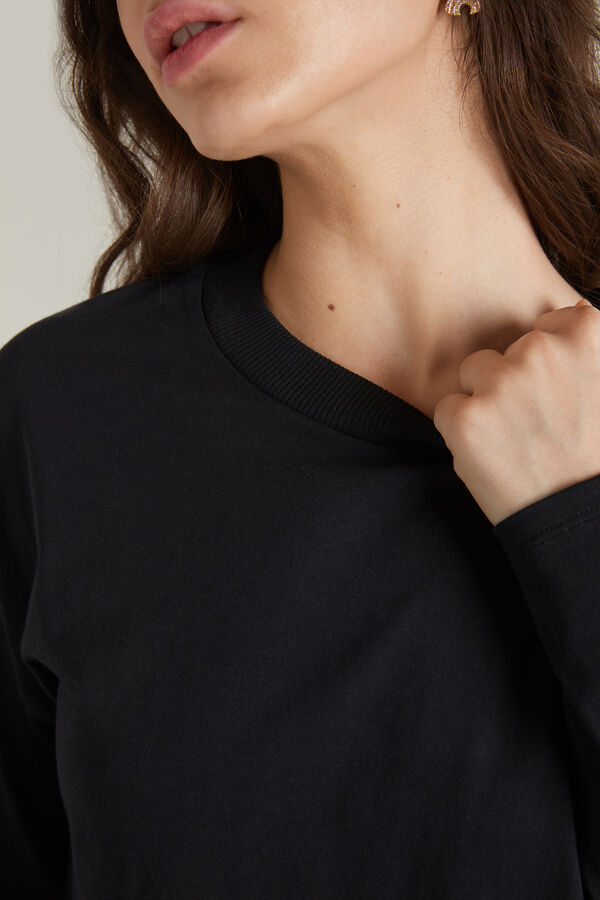 Long Sleeve Dropped Shoulder Cotton Top  
