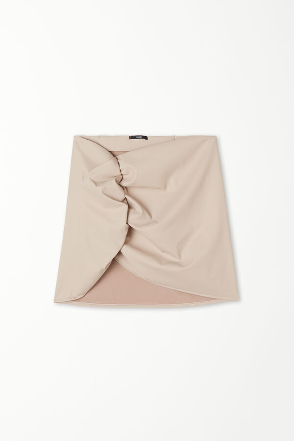 Opaque-Effect Coated Longuette Mini Skirt  