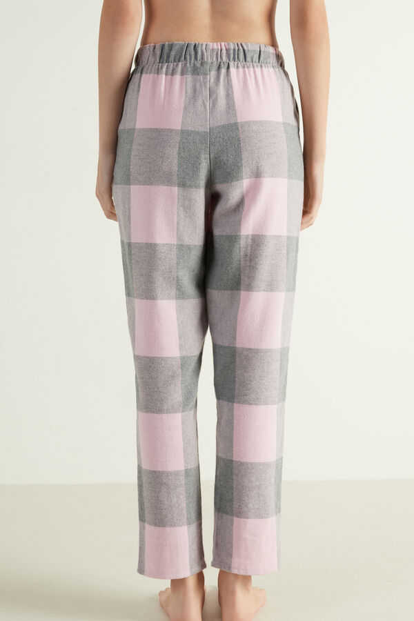 Long Printed Flannel Trousers with Pockets  