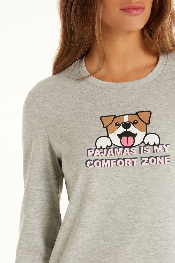 Dog Print Long Cotton Pyjamas  