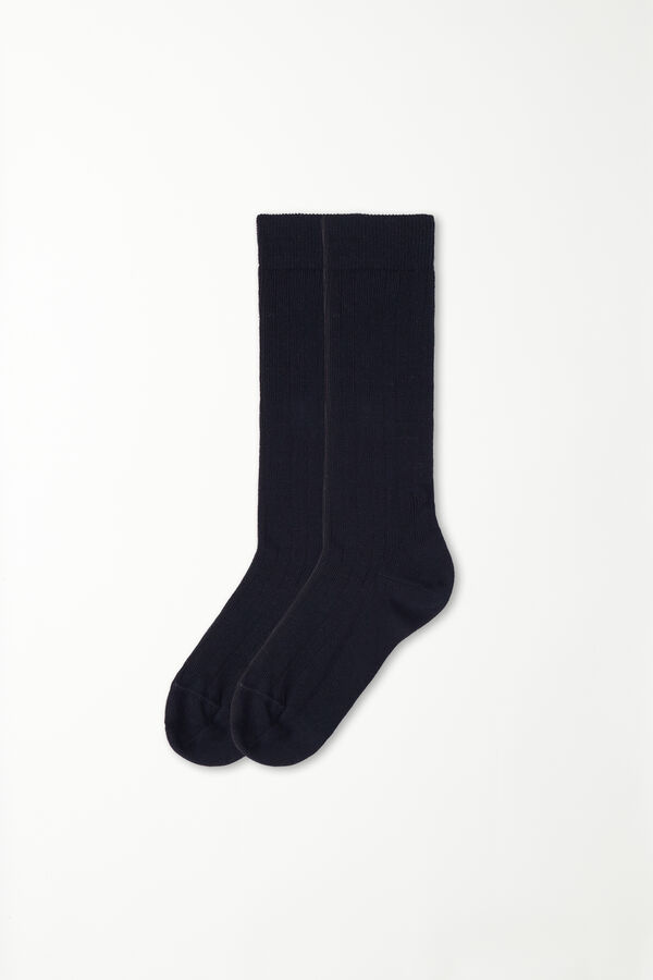 Boys’ Long Ribbed Cotton Socks  