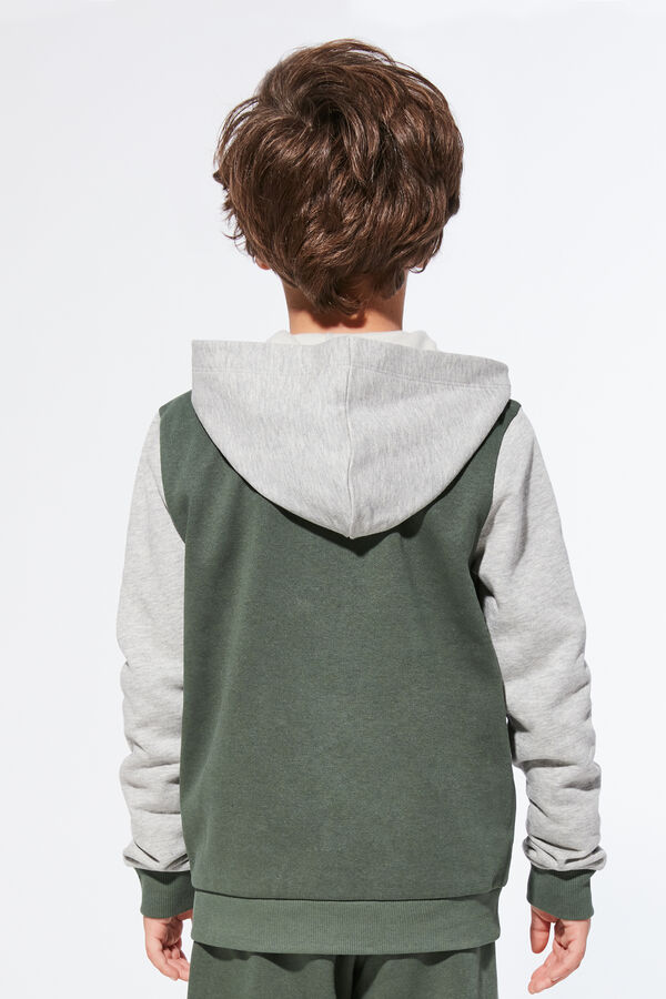 Long-Sleeve Sweatshirt with Zip and Hood  