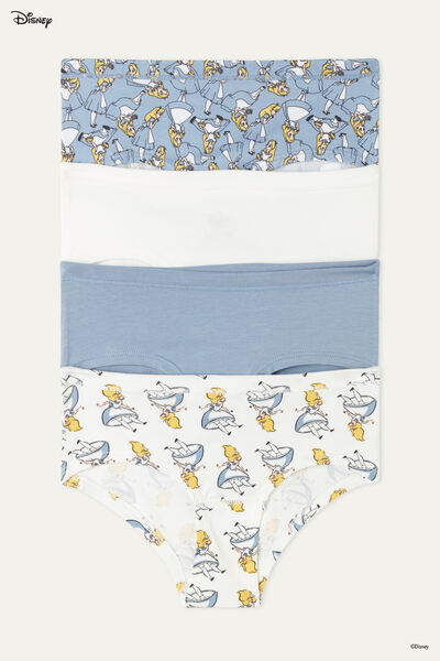 Pack of 4 Cotton French Knickers with Disney Alice Print