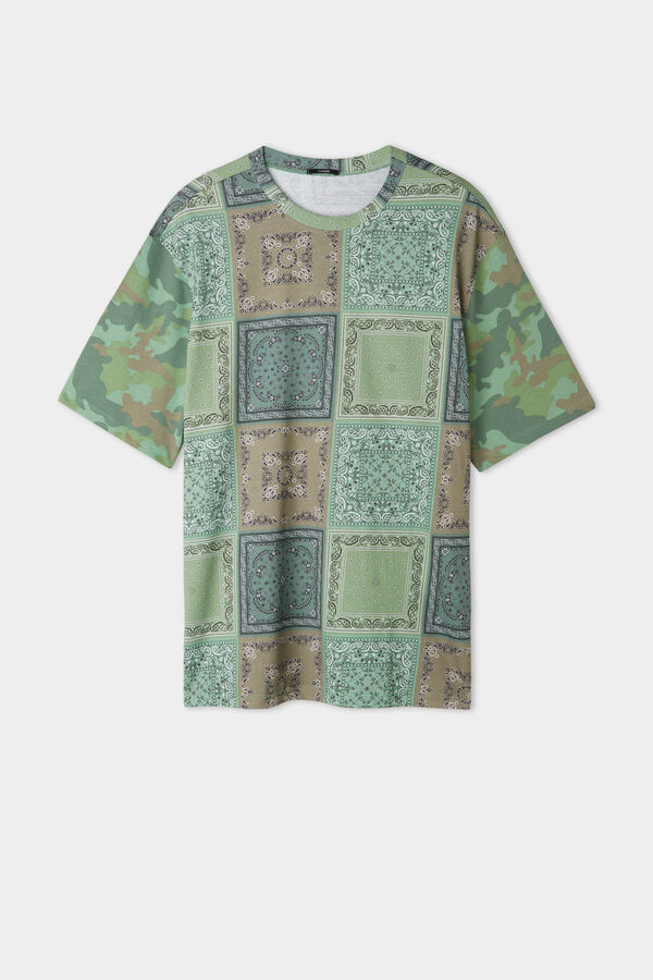 Allover Printed Cotton T-Shirt  