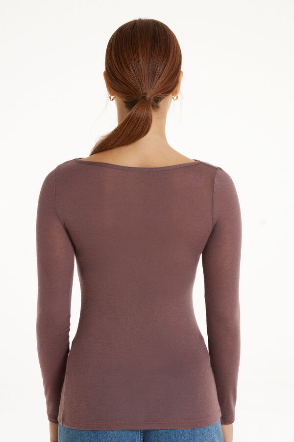 Viscose and Merino Wool Boat Neck Top  