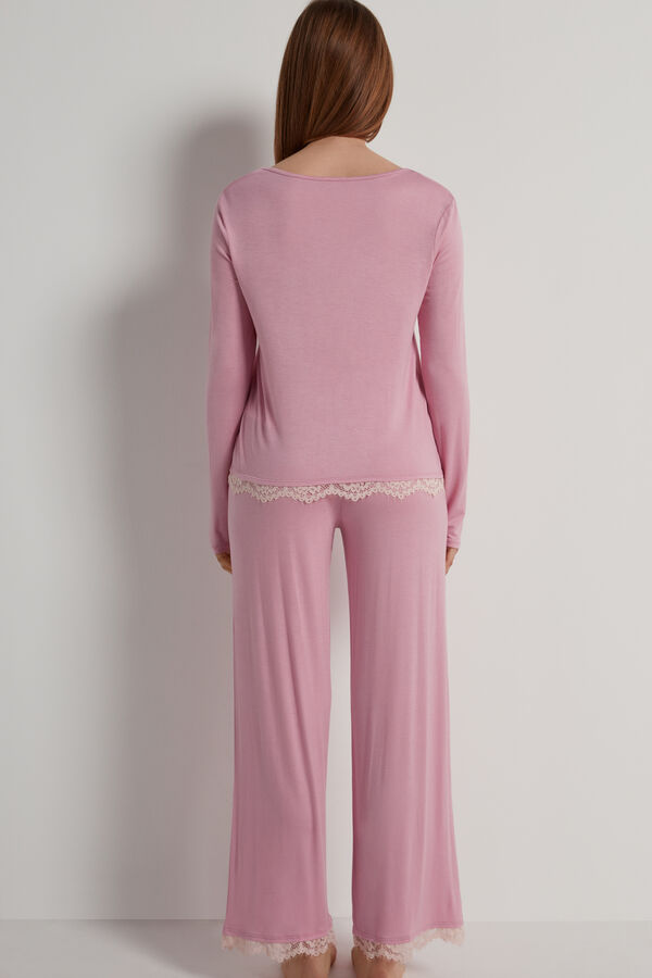 Long Viscose and Lace Pyjamas  