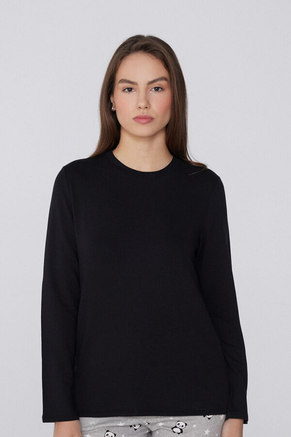 Brushed Long Sleeve Crewneck Viscose Sweater  