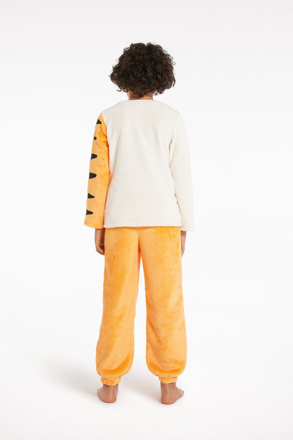 Pijama Largo de Forro Polar con Estampado de Tigre  