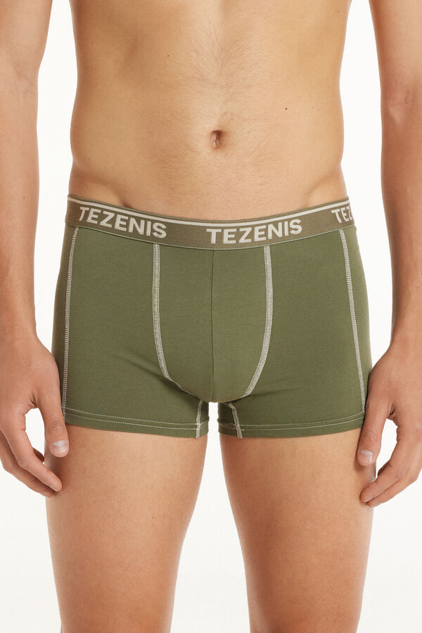 Cotton Boxers with Contrasting Seams and Logo  