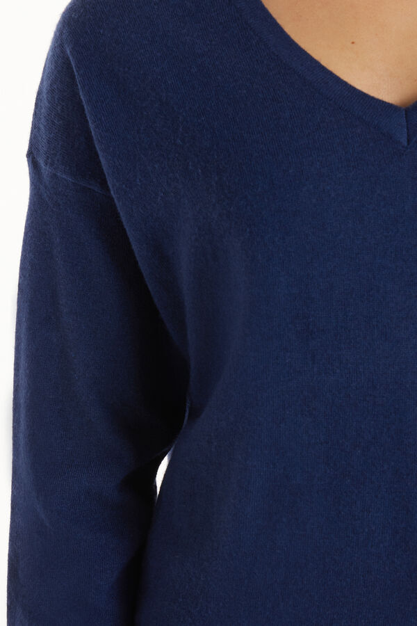Long-Sleeved Wool V-Neck Sweater  
