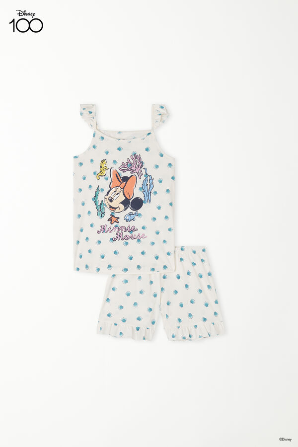 Krótka Piżama Bawełniana Dziewczęca z Nadrukiem Disney Minnie  