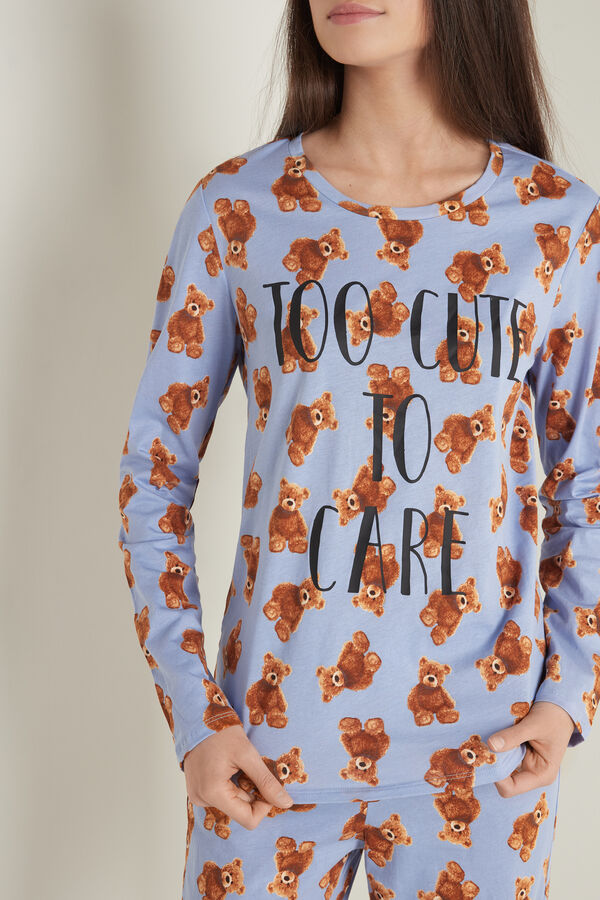 Bear Print Long Cotton Pyjamas  