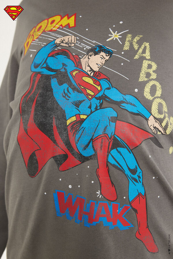 Camisola Manga Comprida Decote Redondo Estampado Superman Menino  