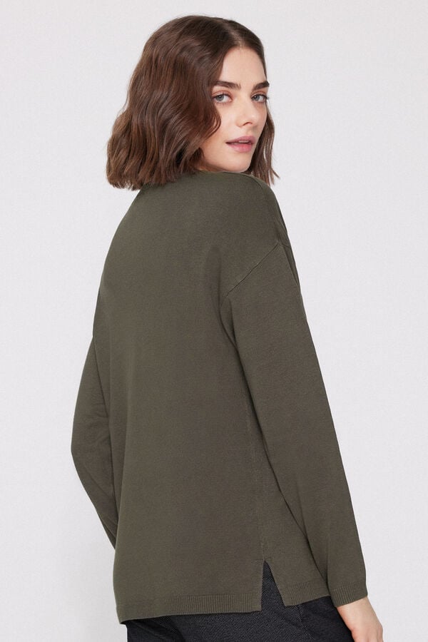 Pull &Eacute;pais Manches Longues en Viscose avec Fentes  