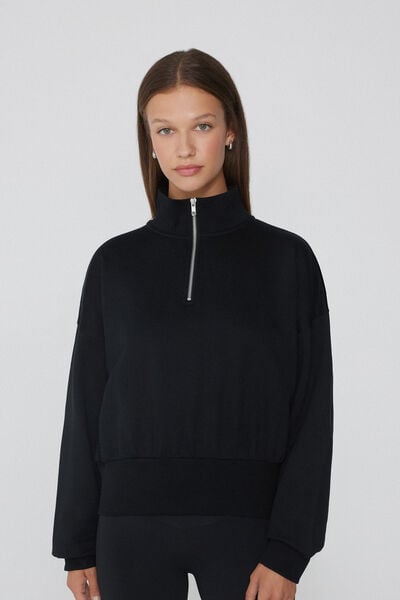Tezenis Sudadera Cropped con Cremallera Mujer Negro Tamaño L