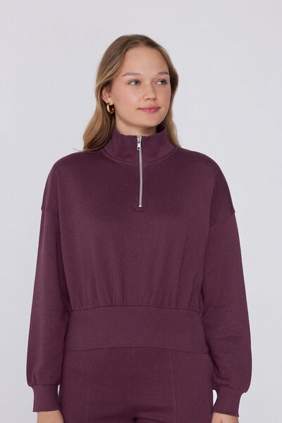 Tezenis Sudadera Cropped con Cremallera Mujer Violeta Tamaño L