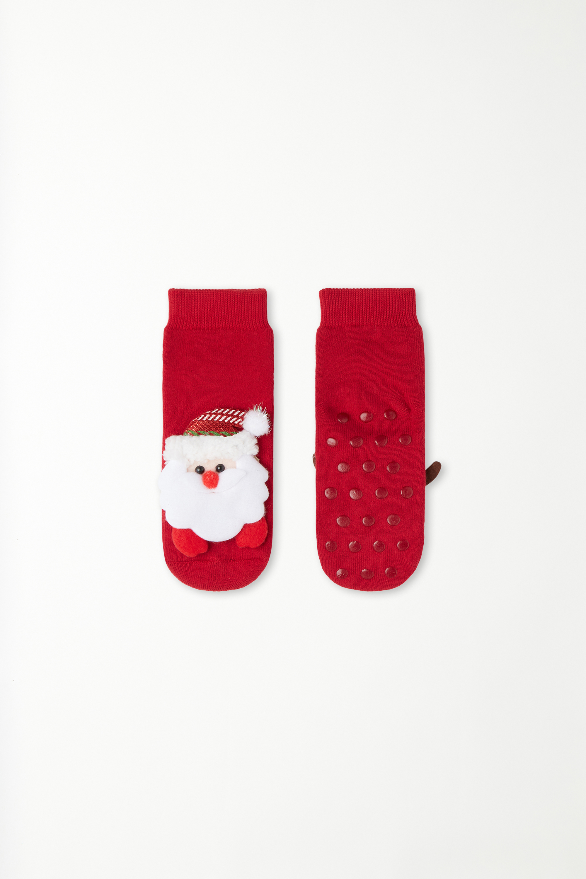 Kids' Unisex Non-Slip Socks with Reindeer and Father Christmas Appliqué