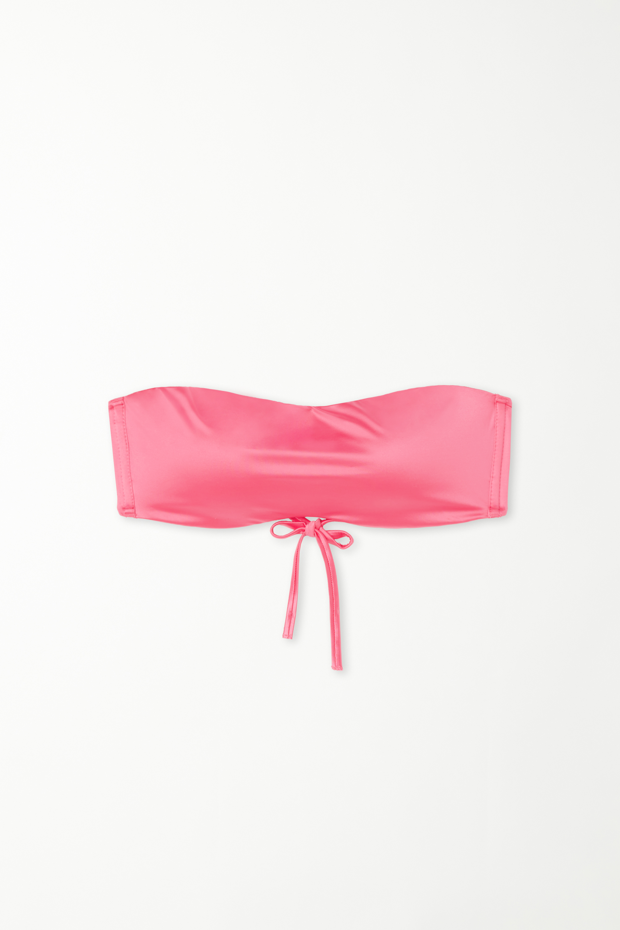 Shiny Summer Pink Removable Padding Bandeau Bikini Top