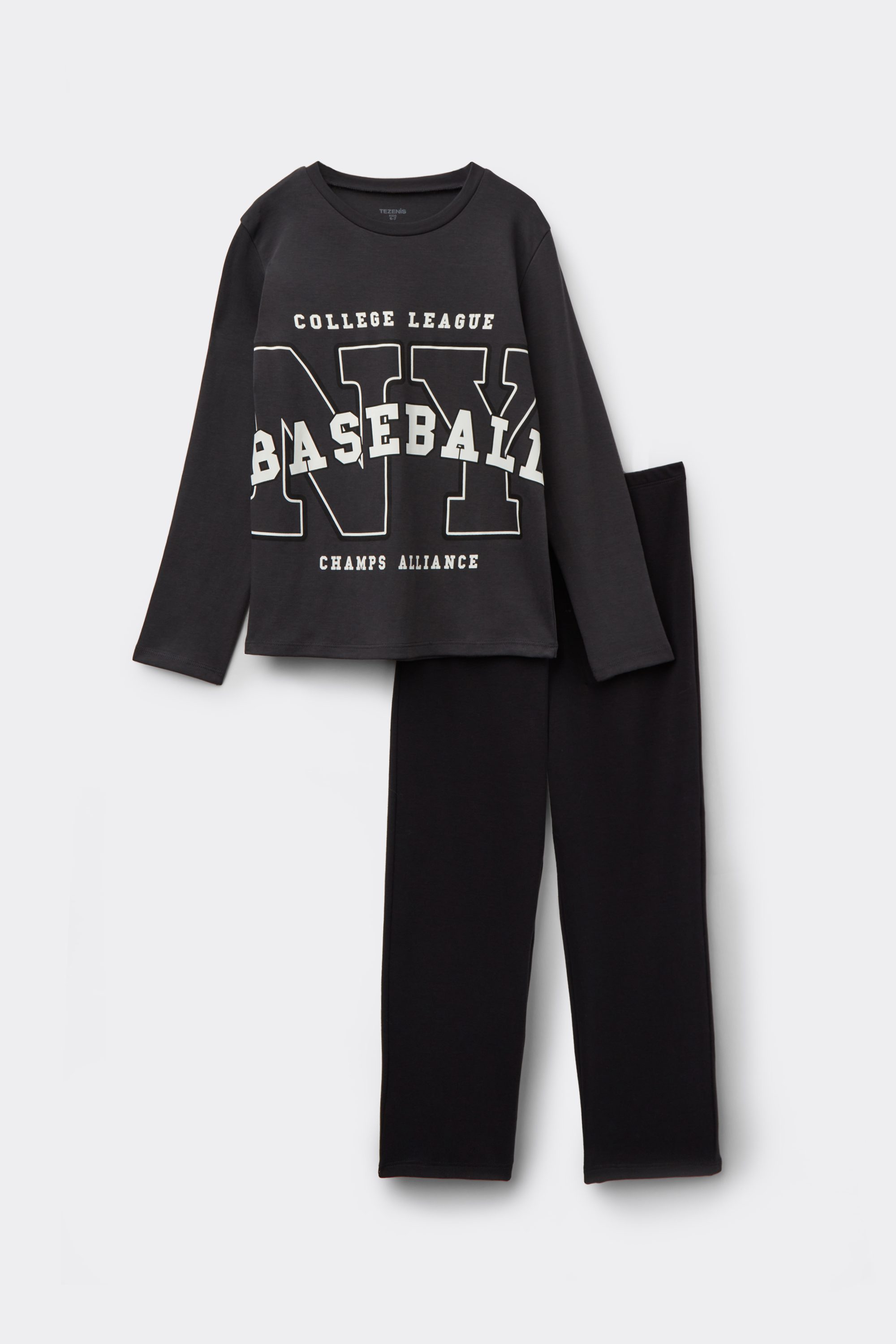 Pijama Largo Niño Algodón Grueso Estampado Baseball
