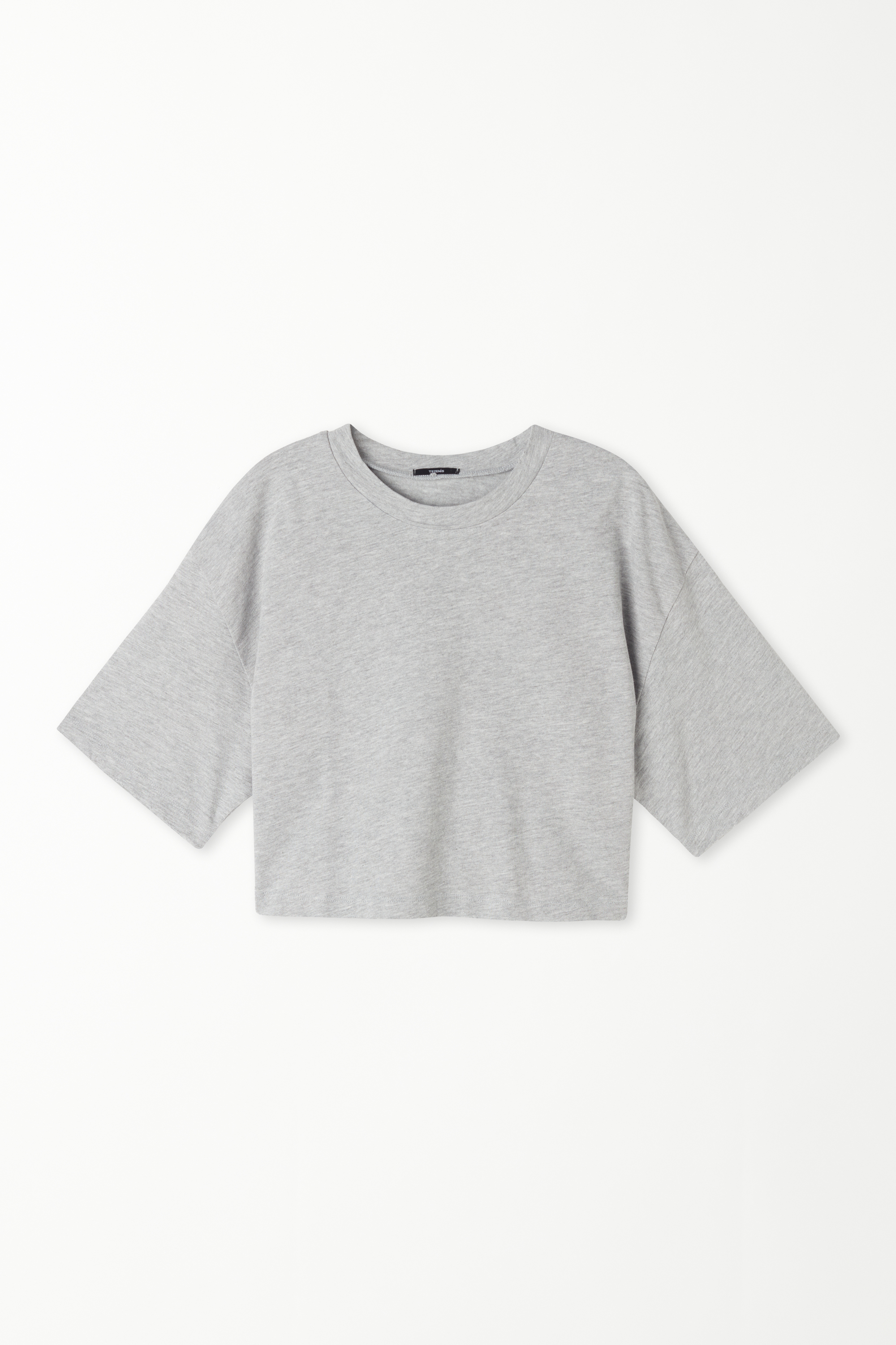 Kurzes Rundhals-T-Shirt aus Baumwolle