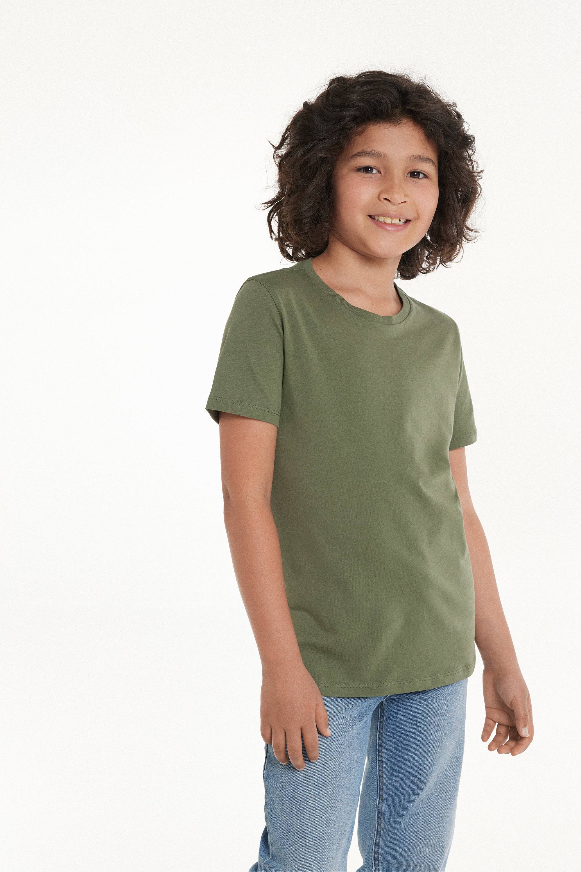 T-shirt Basic z Okrągłym Dekoltem ze 100% Bawełny dla Dzieci Unisex
