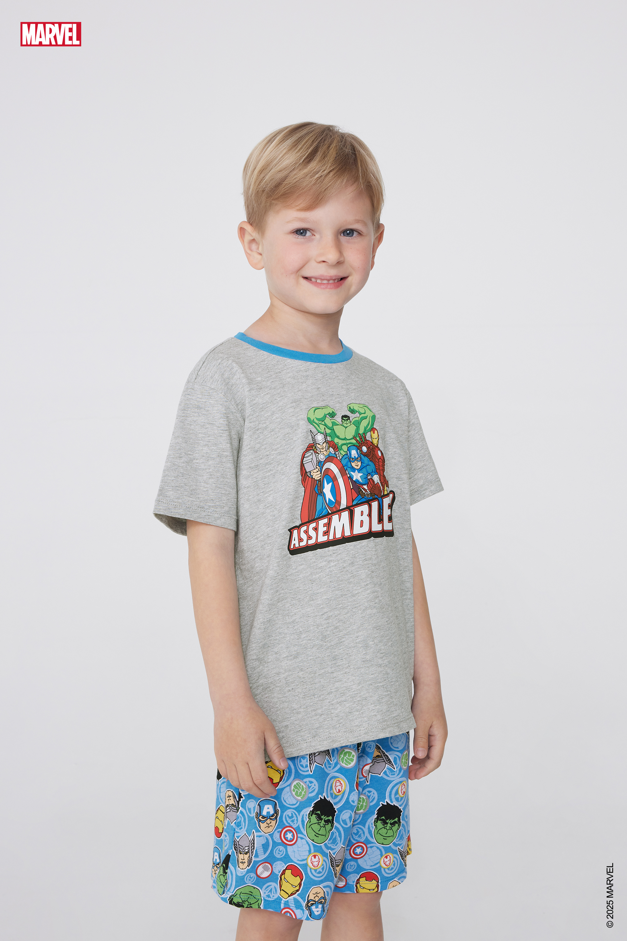 Pyjama Court Garçon 100% Coton - Motif 'Danger' Rouge/noir, T-shirt Et Short, Taille 164