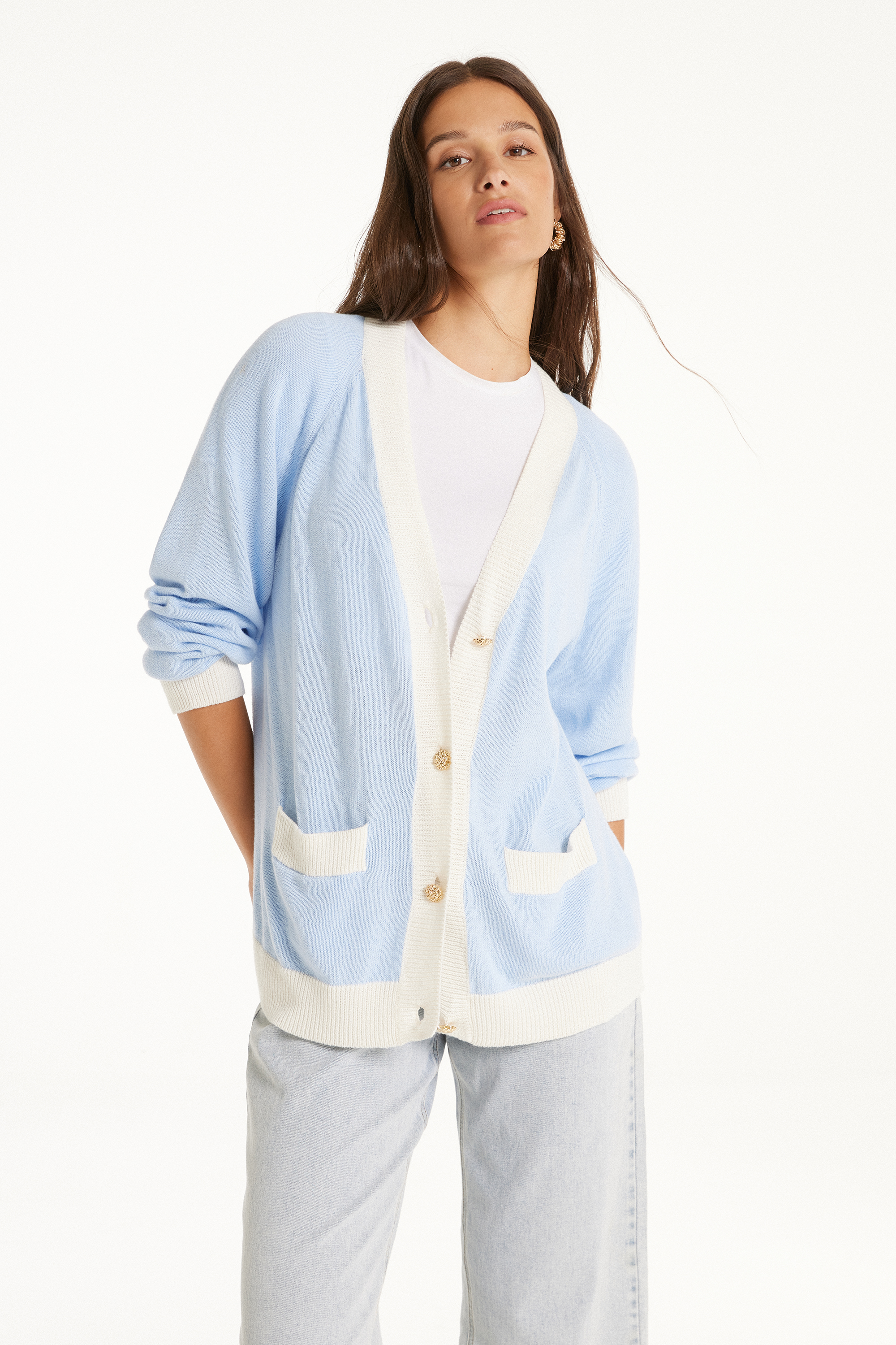 Cardigan Maniche Lunghe Bottoni Calato