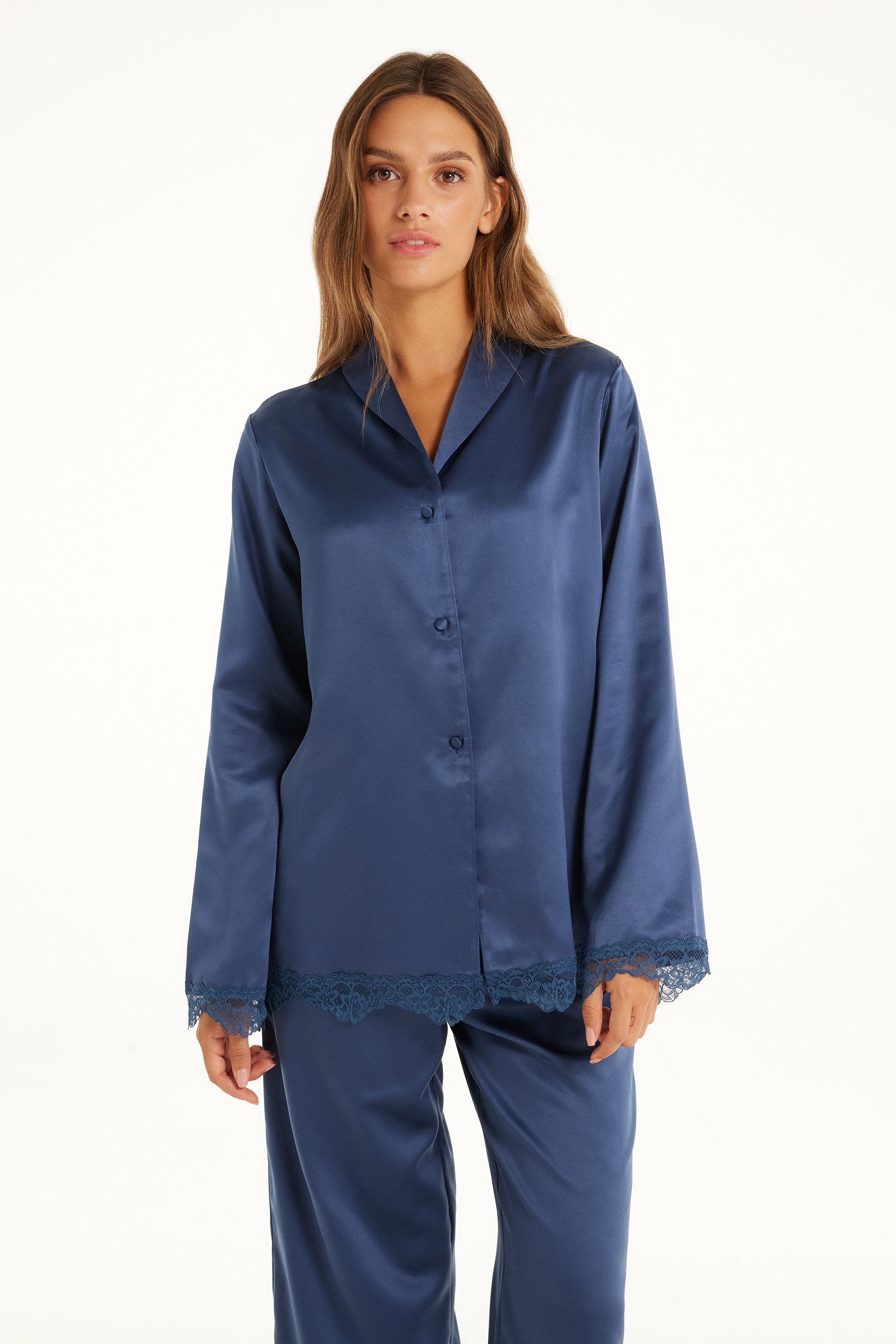 Classy Satin Long-Sleeved Pyjama Top