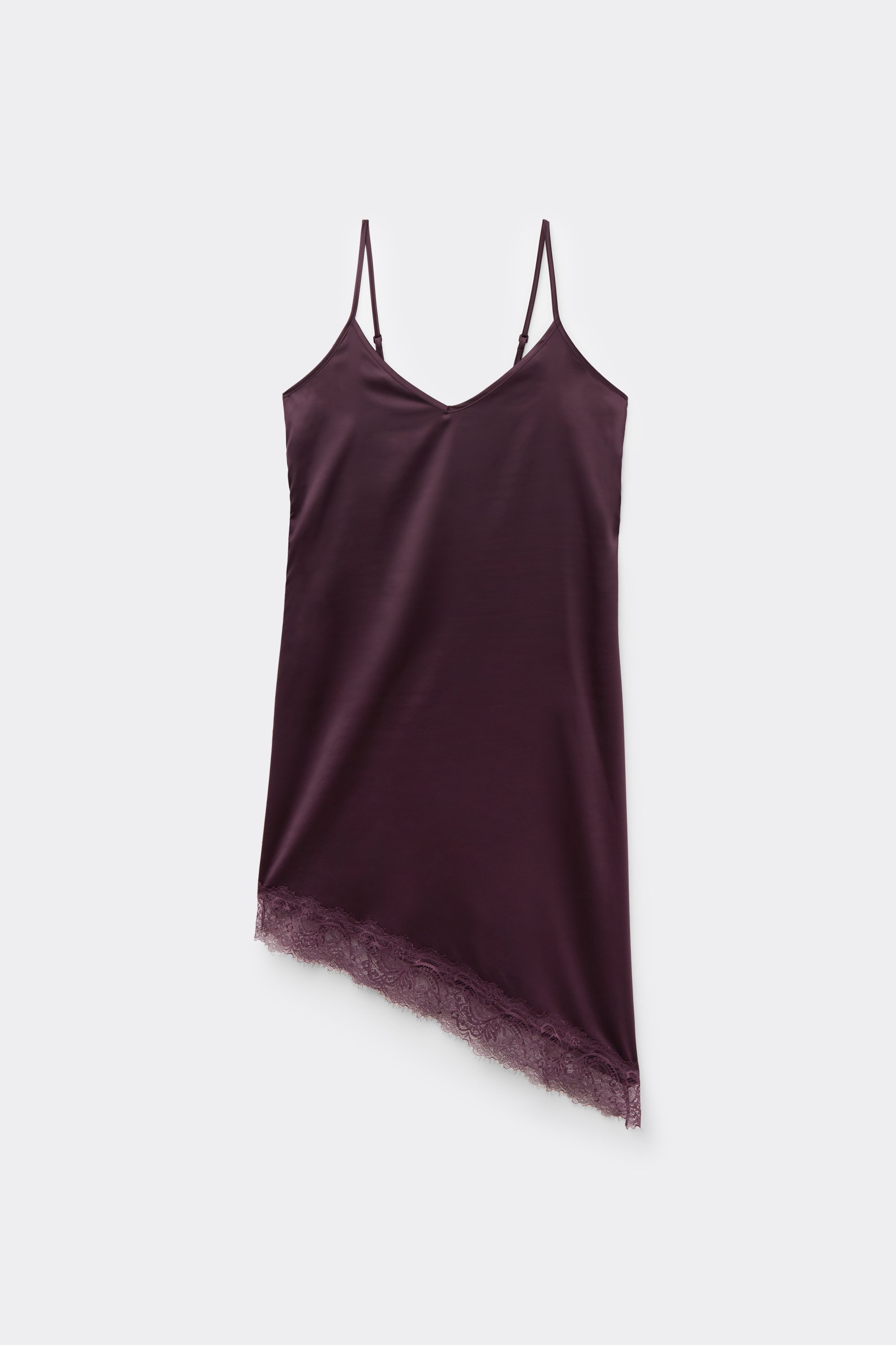 Sottoveste/Vestito Asimmetrica in Raso e Pizzo