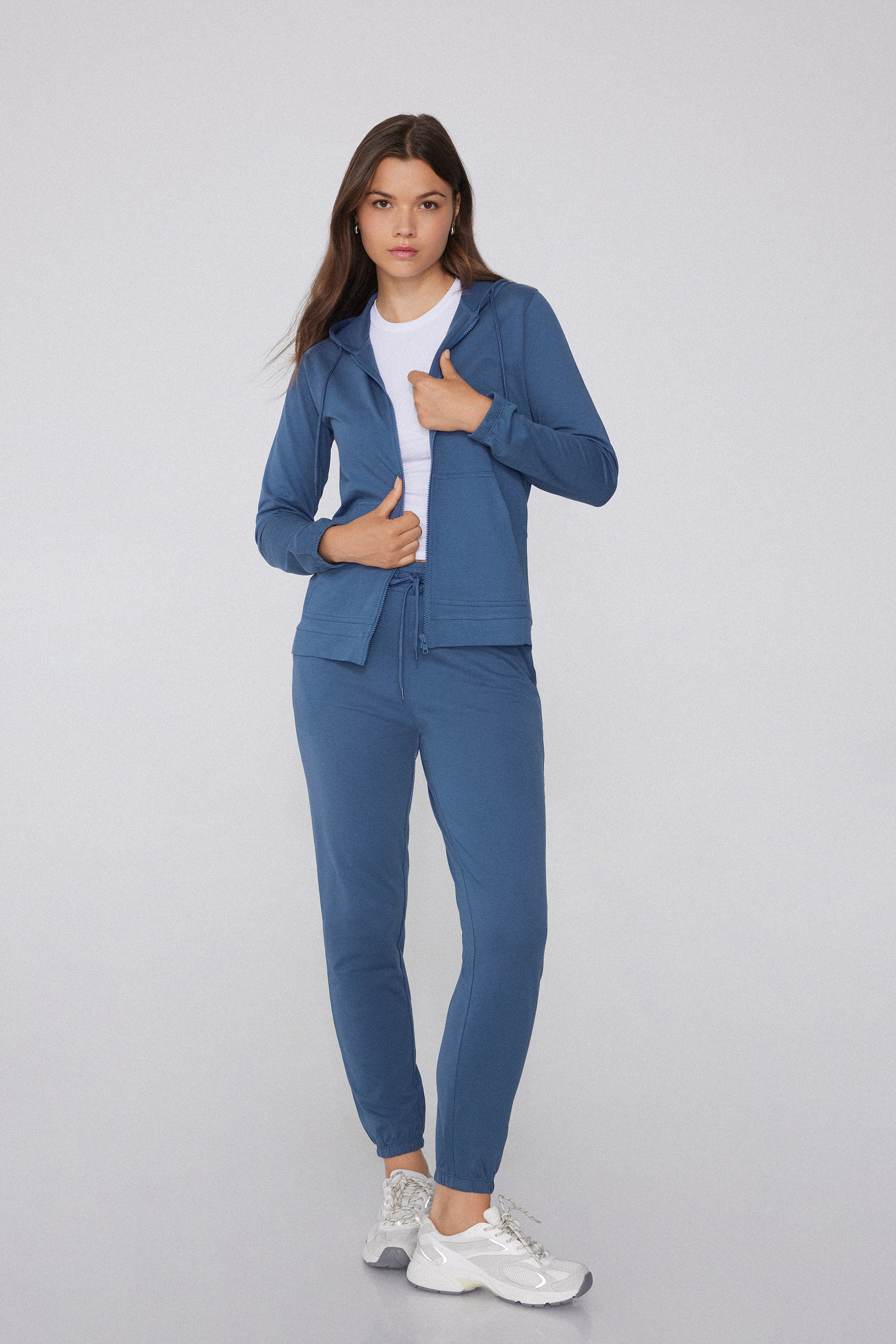 Felpa Leggera Cappuccio con Zip e Coulisse