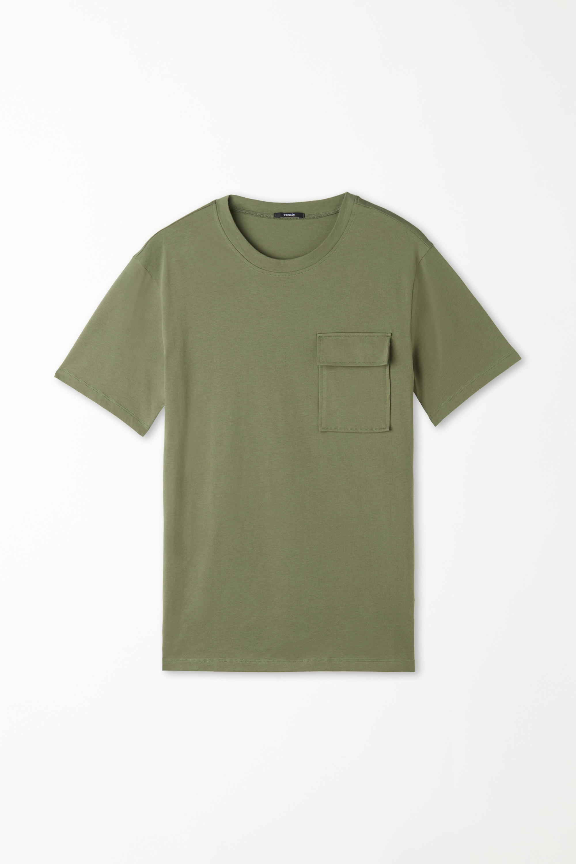 Crew-Neck Cotton Pocket T-Shirt