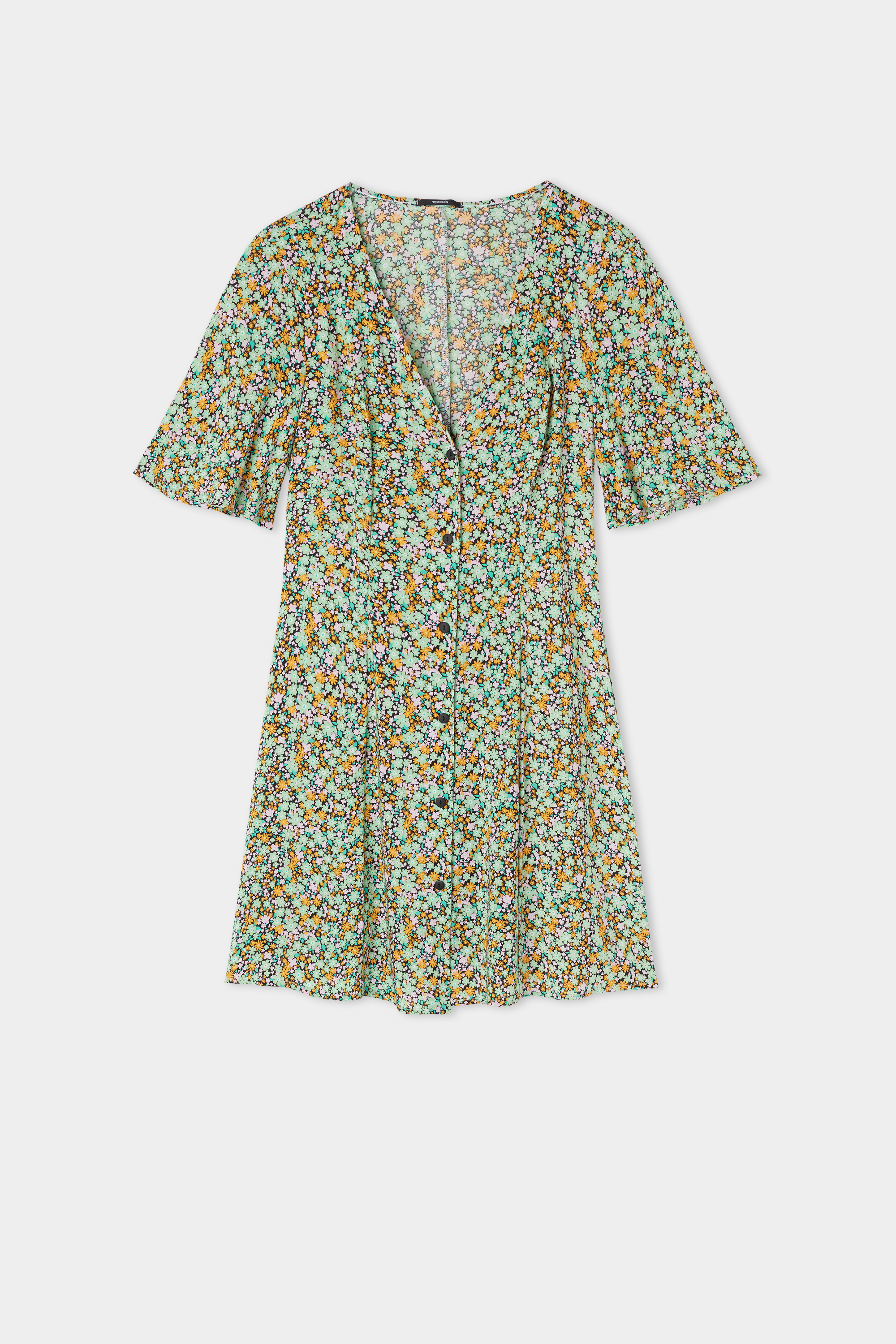 Short Sleeve Viscose Canvas Shirt Dress