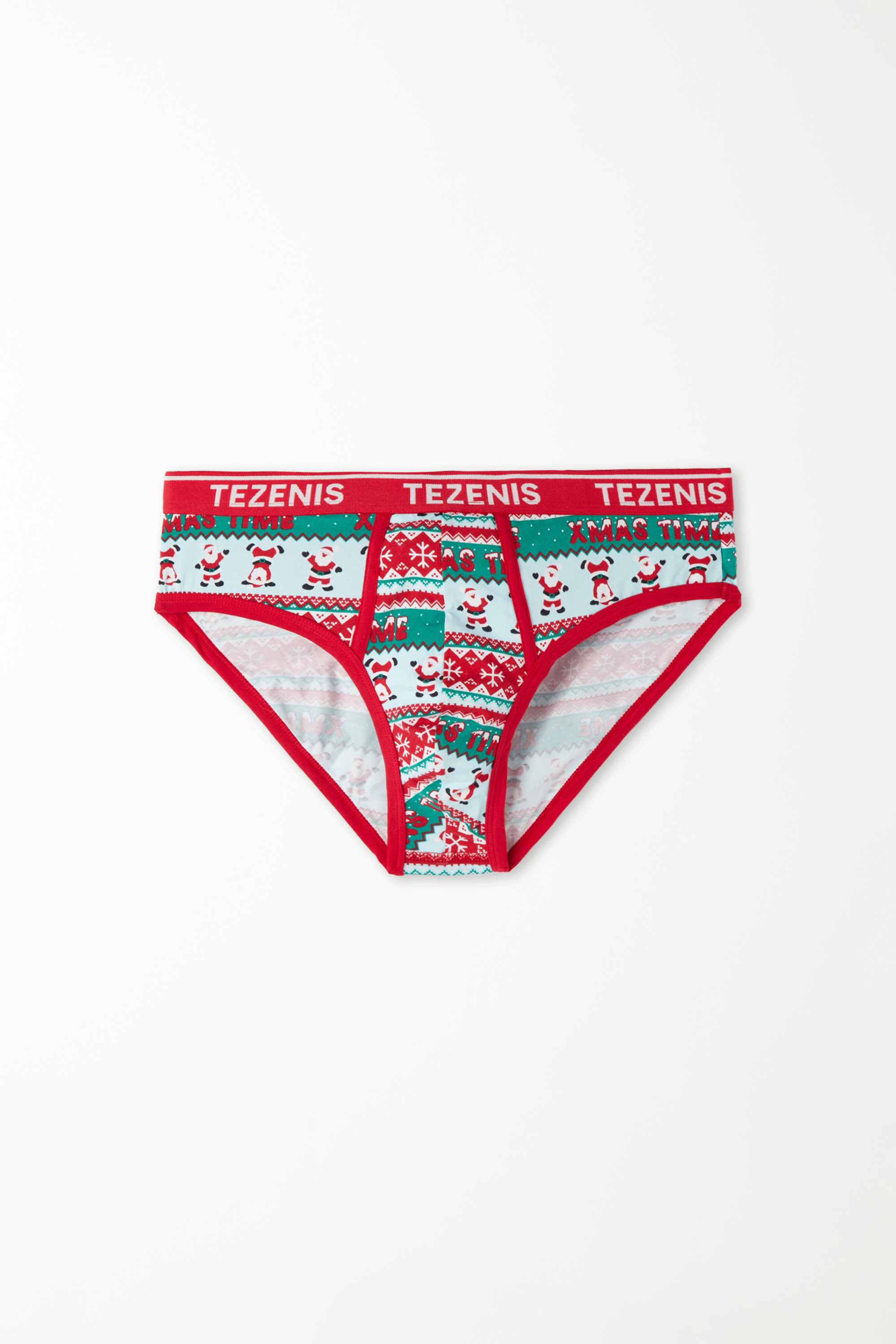 Cotton Briefs with Logo and Christmas Print