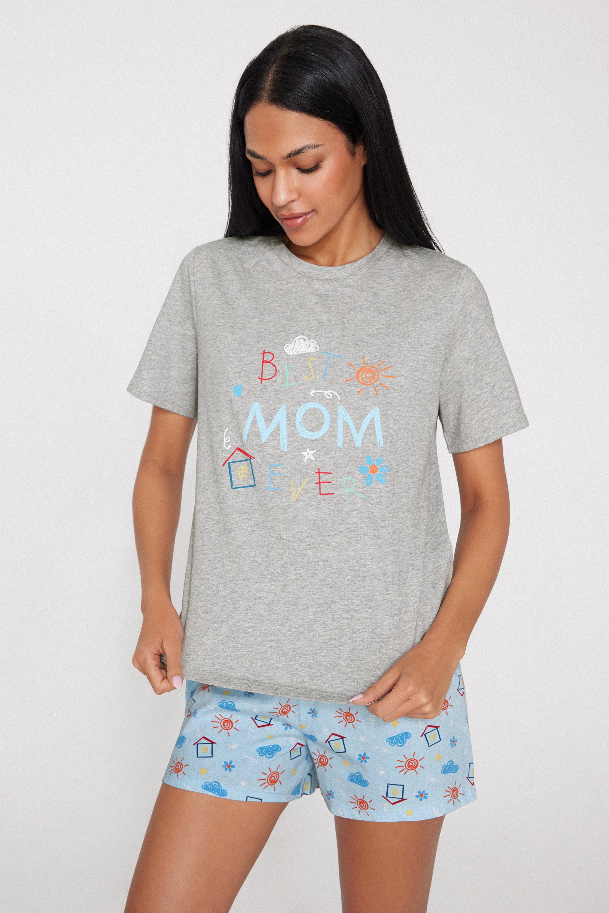 Pijama Corto Algod&oacute;n Estampado Best Mom