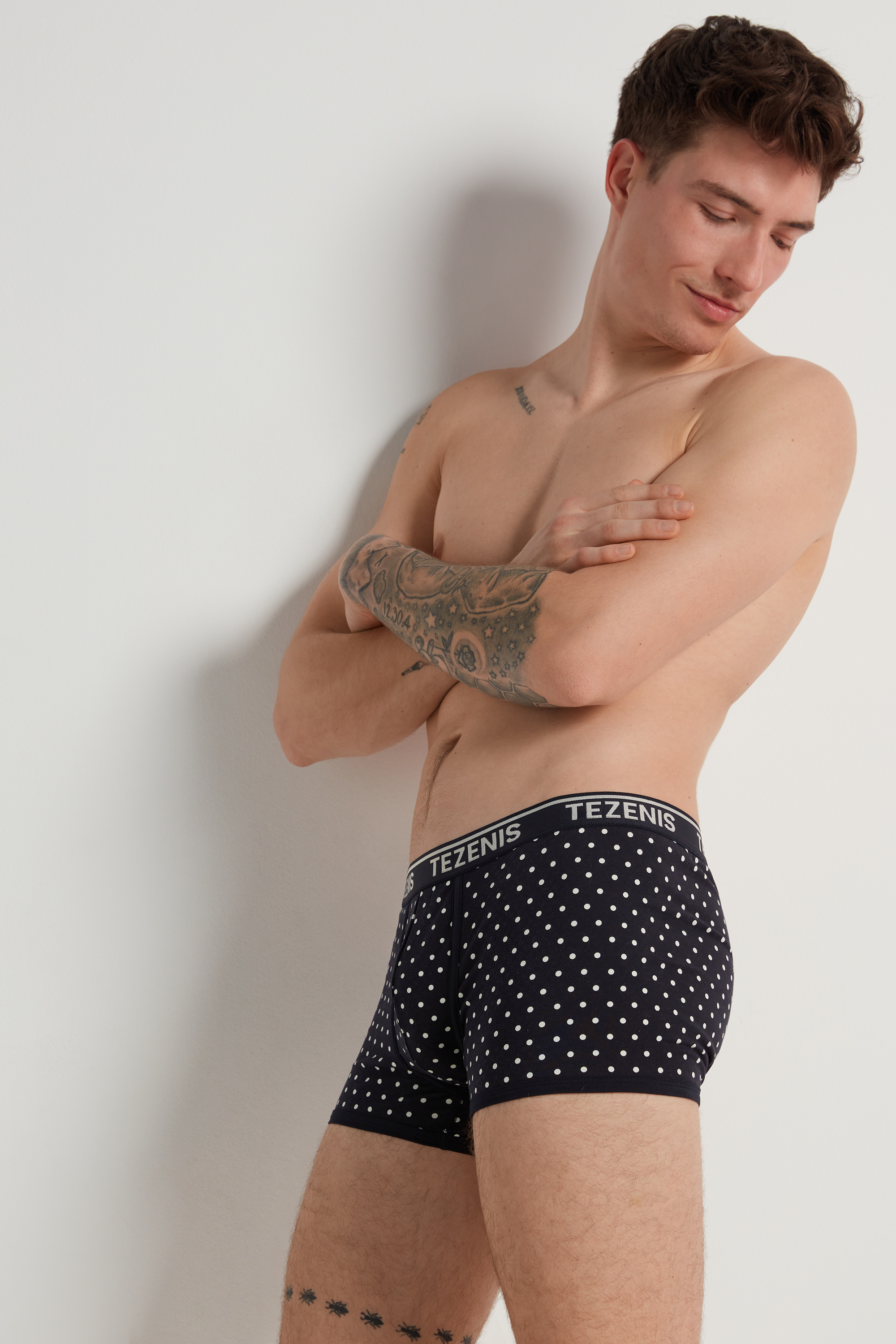 Boxers de Algodão Estampado Orlas Contrastantes com Logótipo