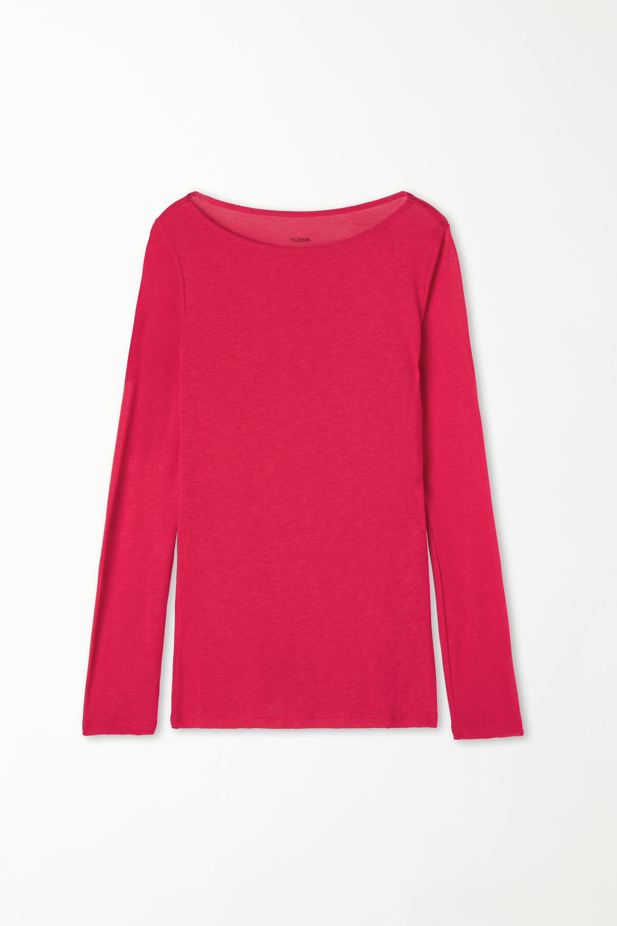 Shirt mit U-Boot-Ausschnitt aus Viskose und Merinowolle
