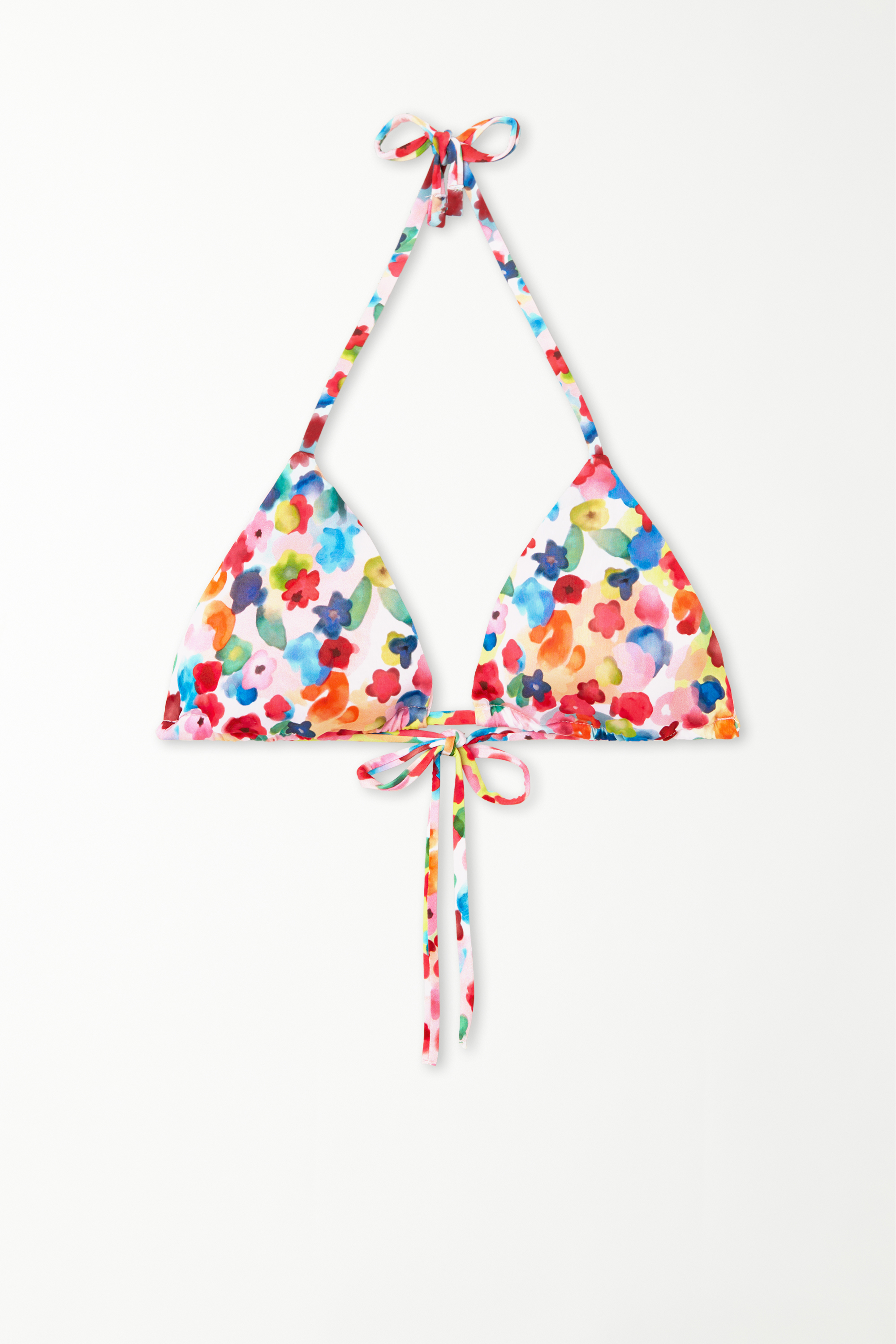 Watercolor Flowers Triangle Bikini Top with Removable Cups