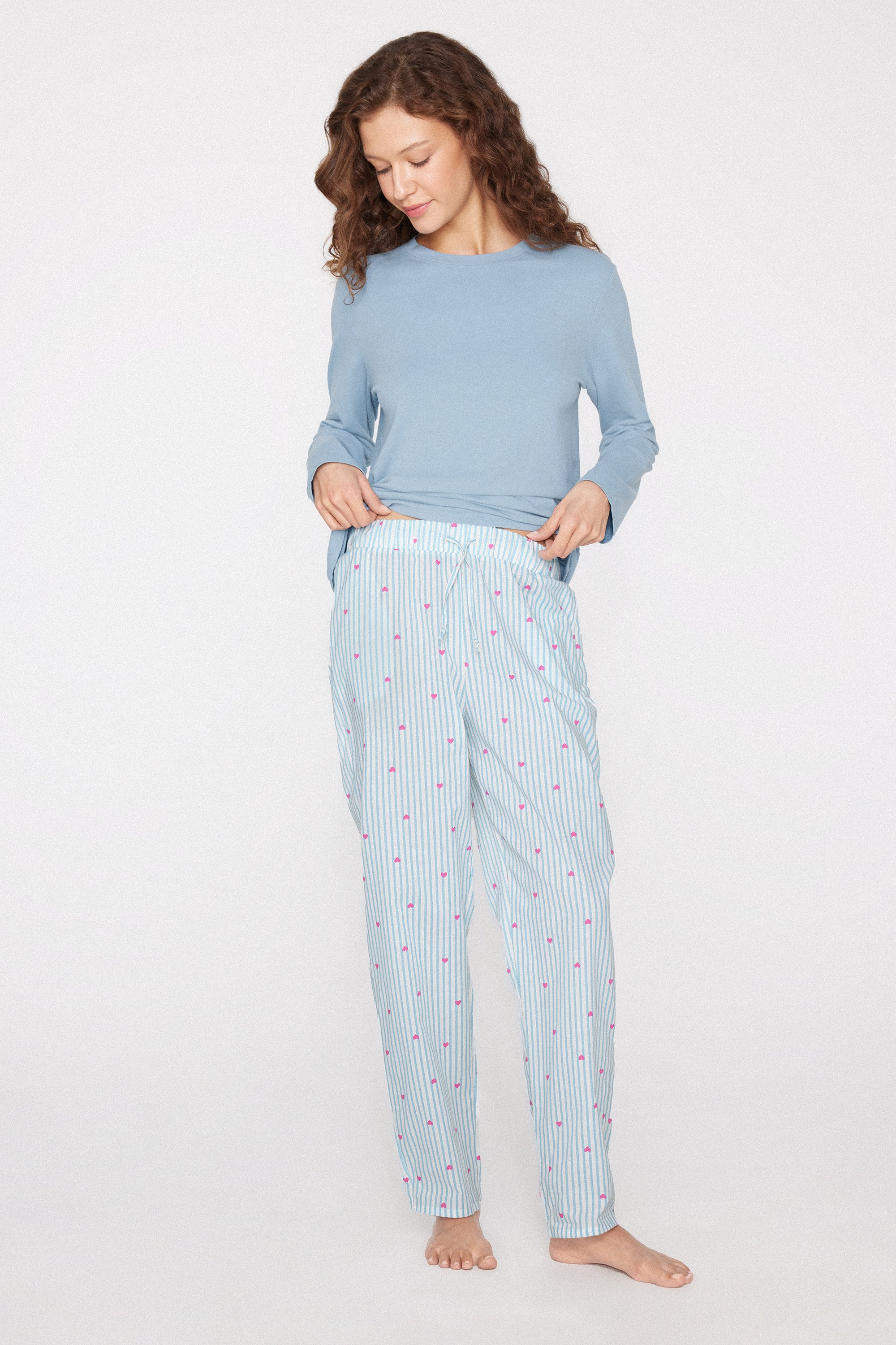 Pantalone Lungo Tela di Cotone Coulisse
