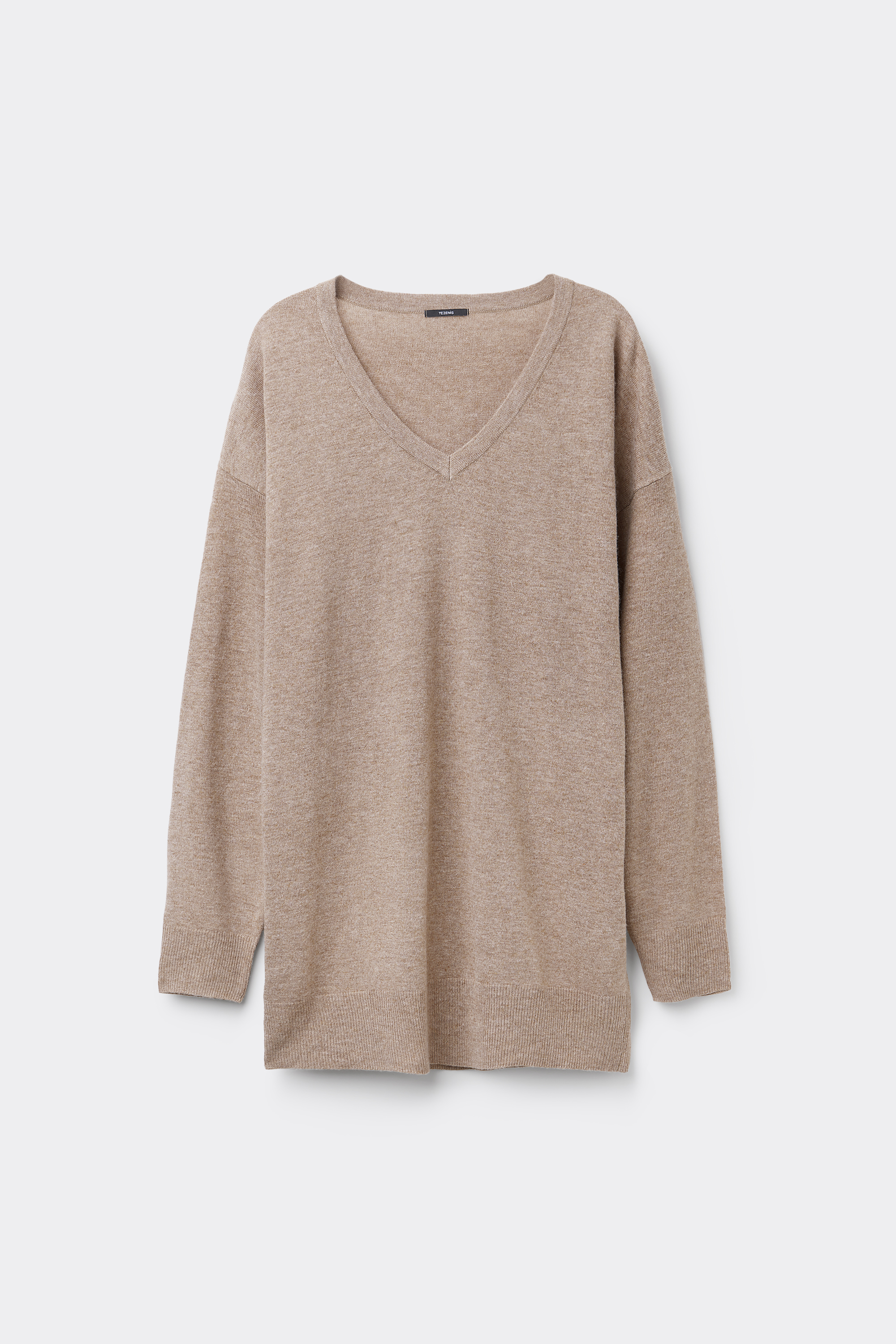 Long-Sleeved Wool V-Neck Sweater