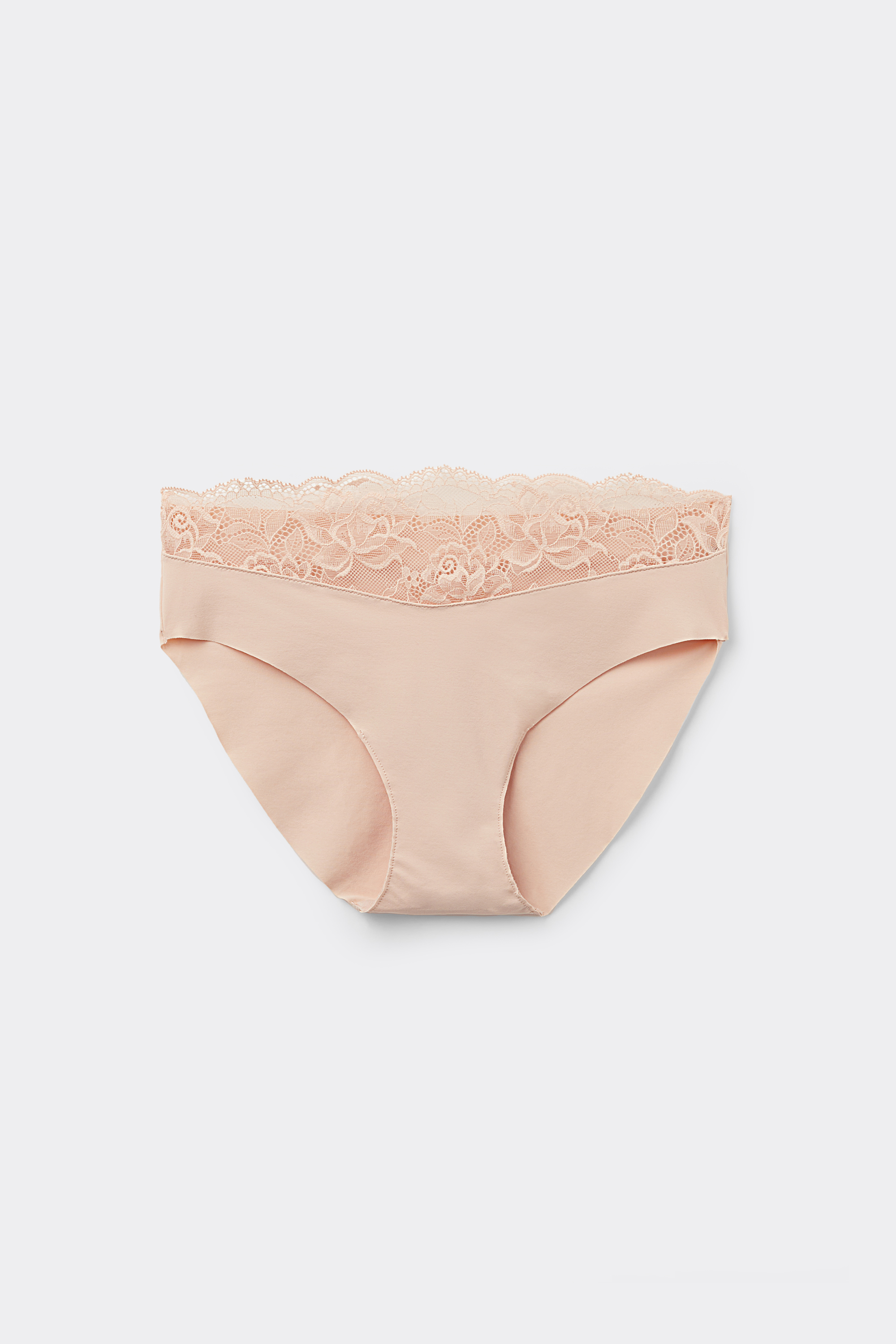 Slip aus Mikrofaser mit offenkantiger Verarbeitung und Spitze