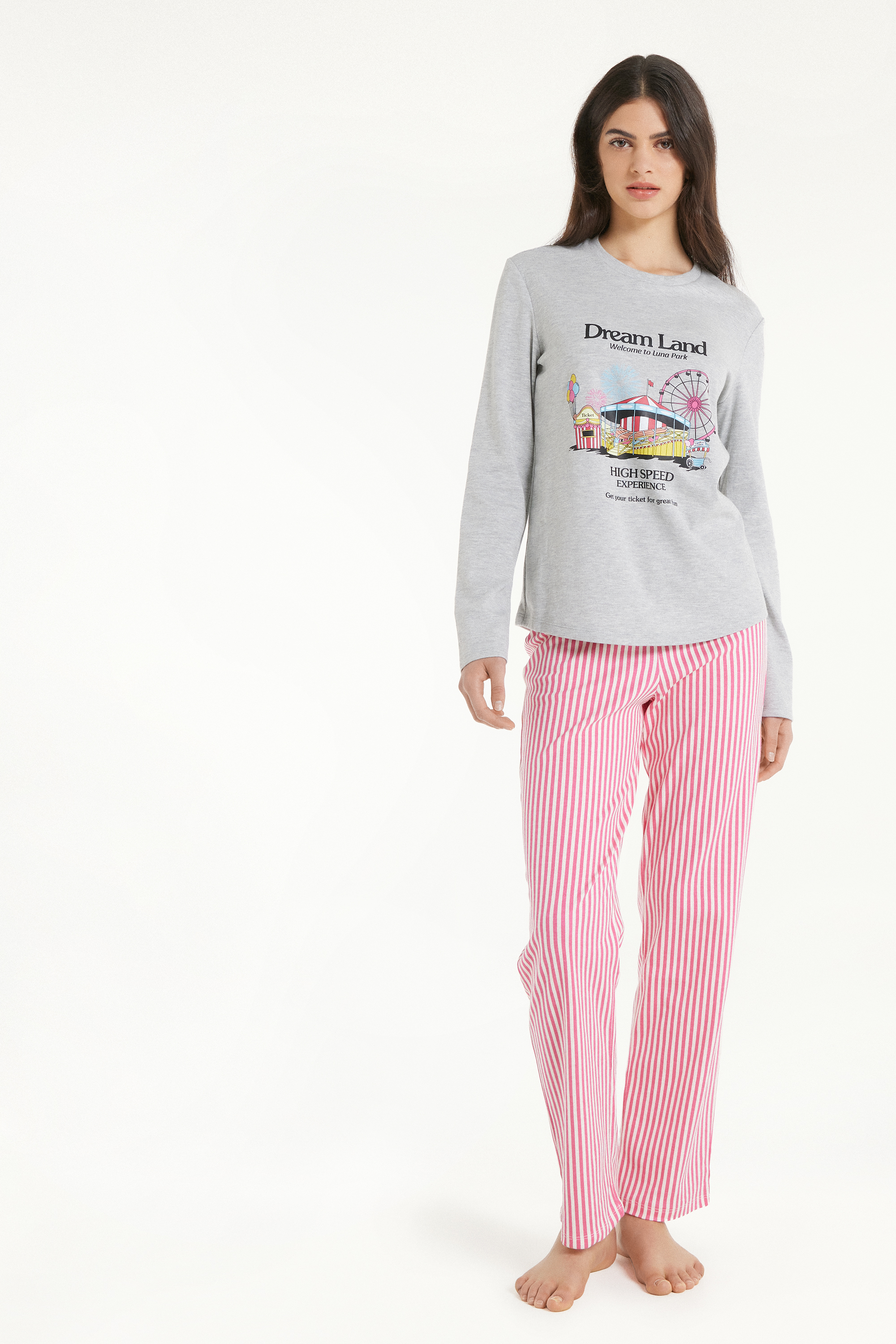 Long Heavy Cotton Pyjamas with Playground Print