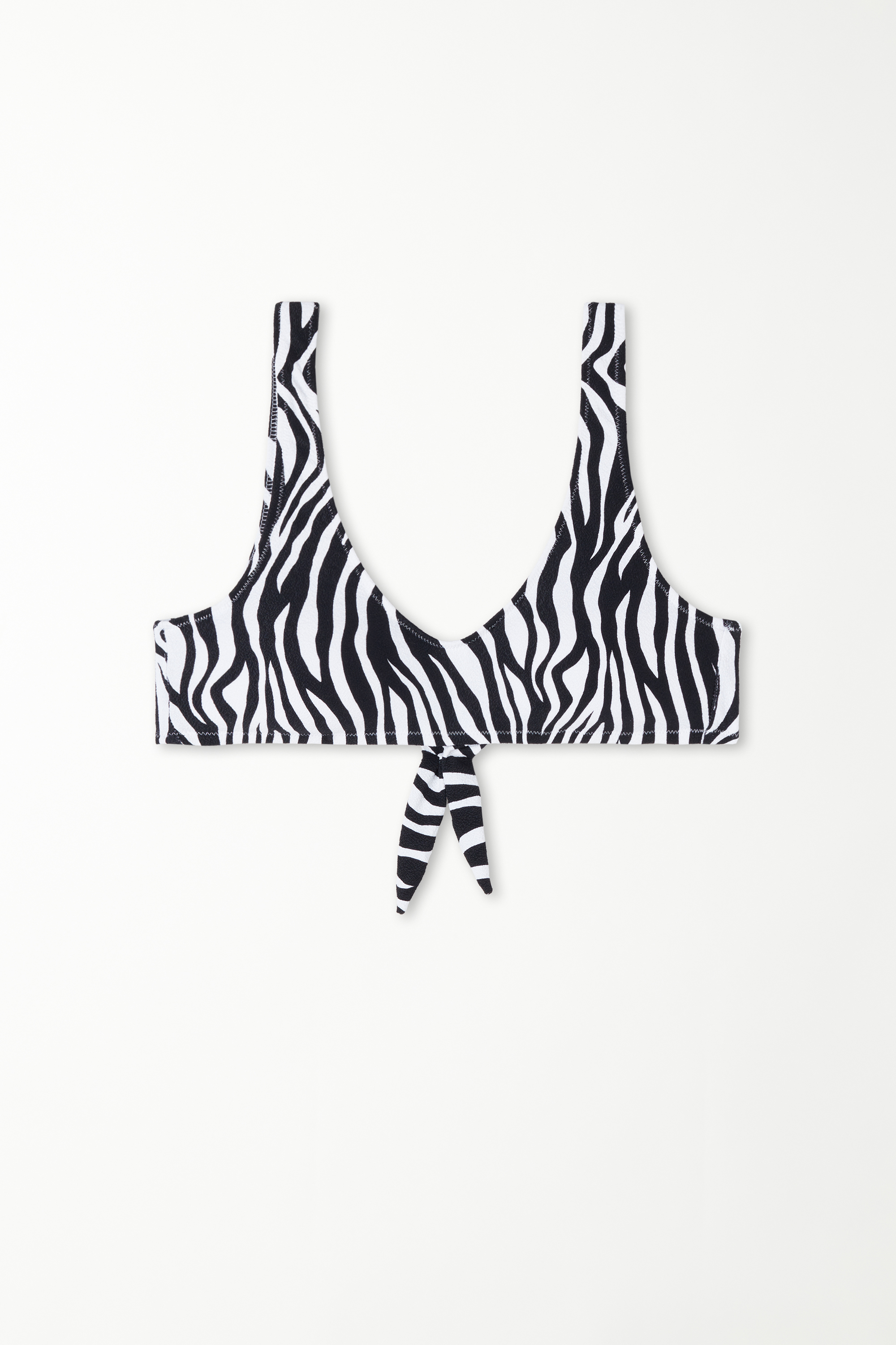 Timeless Zebra Plunge Bikini Top with Removable Padding