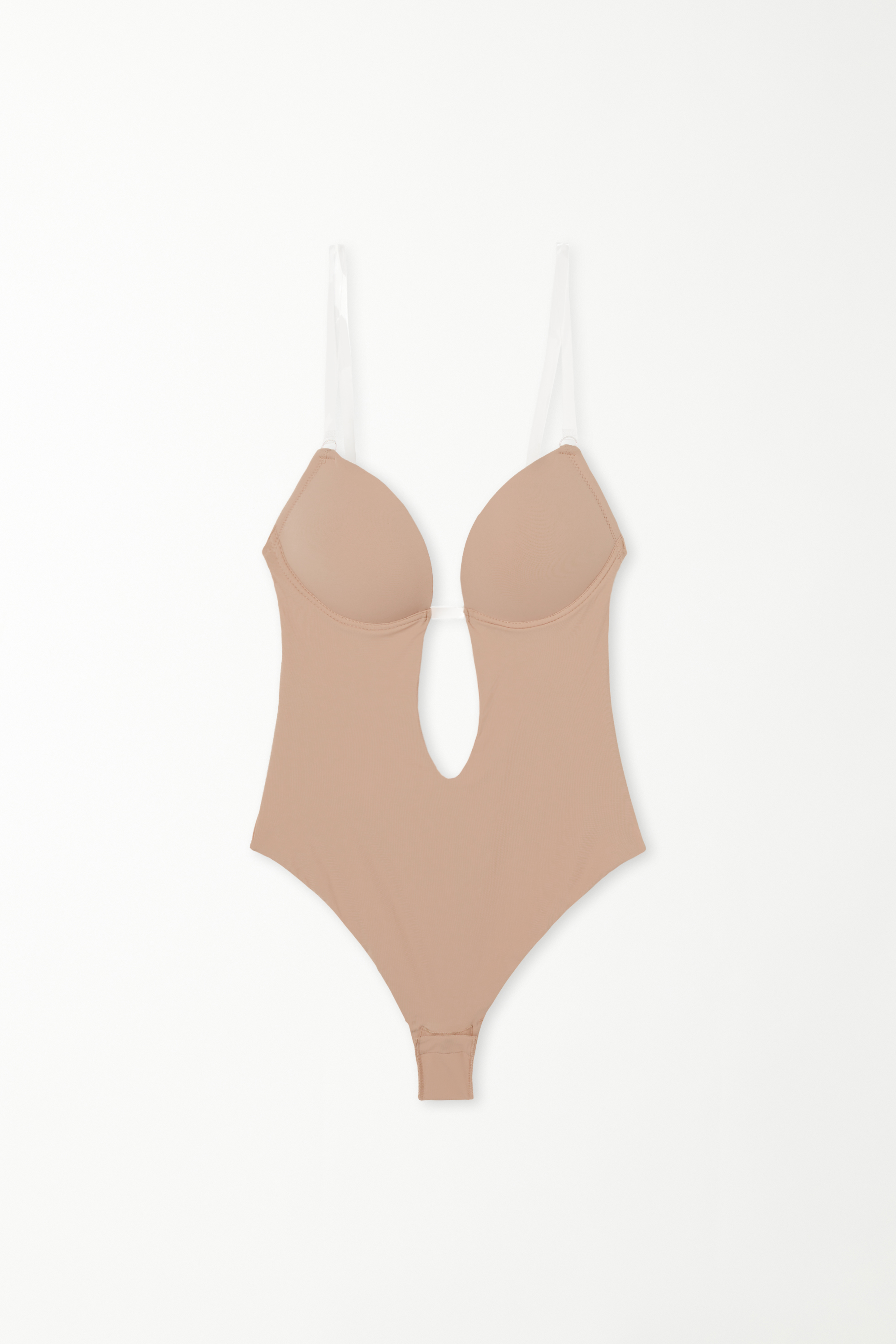 Recycled Microfiber Padded Push-Up Bodysuit with Silicone Straps