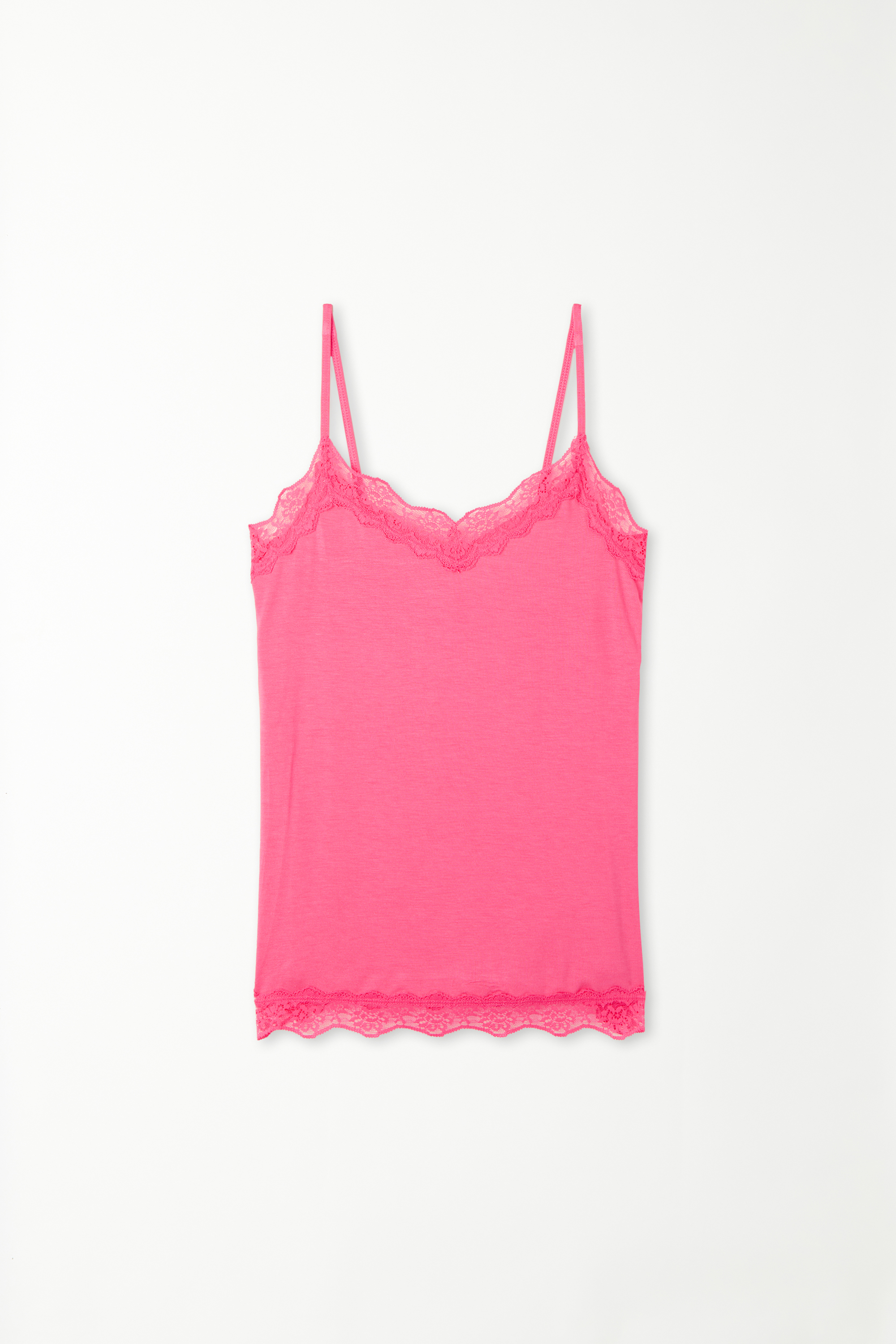 V-Neck Viscose Camisole with Lace
