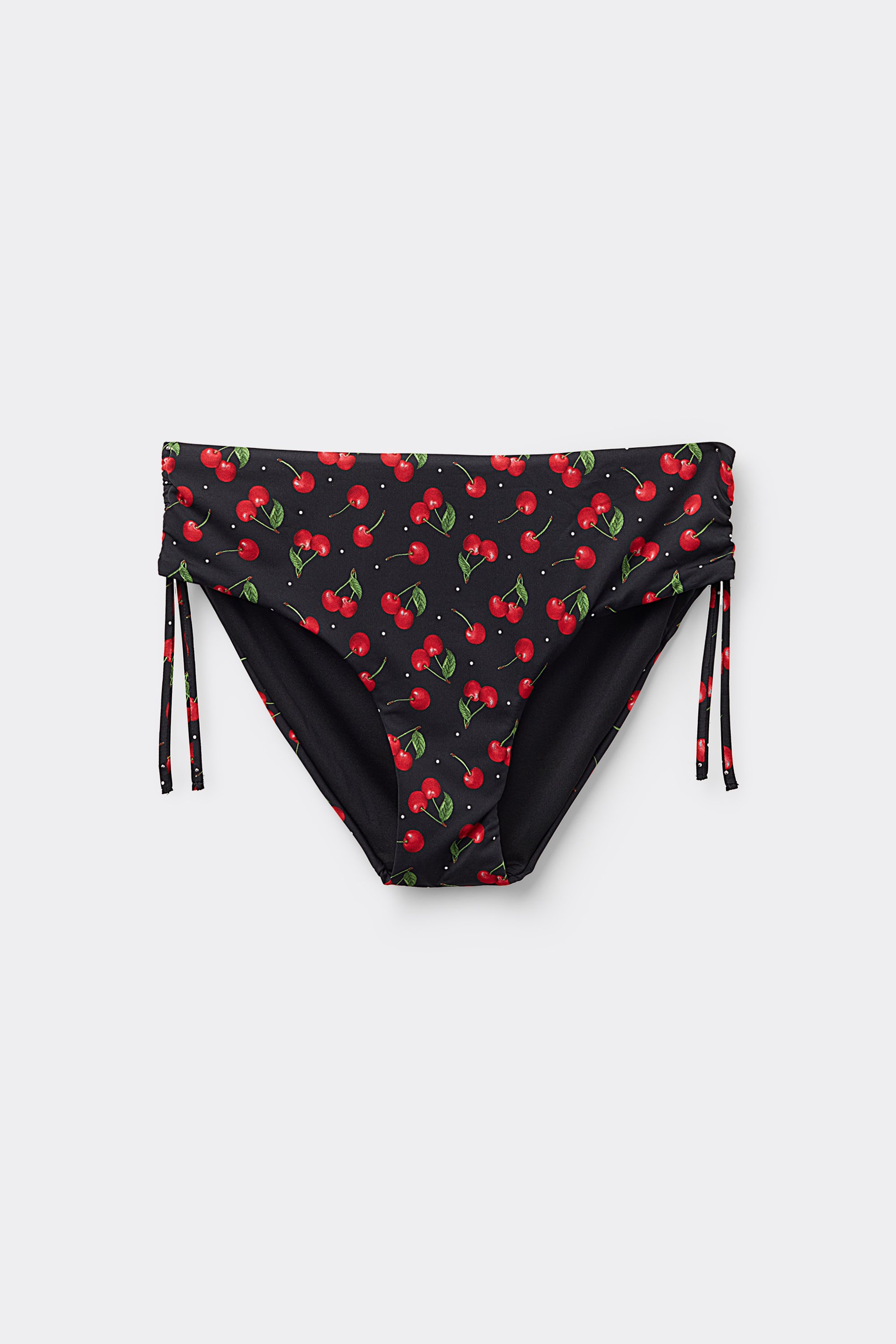 Bikinové Nohavičky s Vysokým Pásom a Riasením Cherry on Top